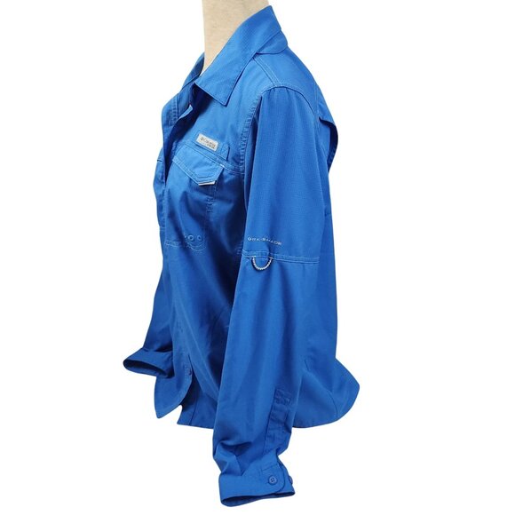 Columbia Performance Fishing Gear Lo Drag Long Sleeve Shirt Atoll Blue Women L - Picture 7 of 10